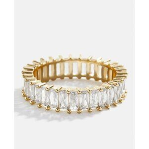 Zirconia Vertical 18 Gold Baguettes Band Ring Size 8 NWOT